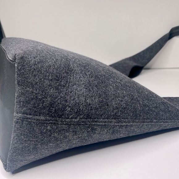 Graf Lantz Large Charcoal Gray Merino Felt Wool Raindrop Shoulder Tote Bag - Picture 9 of 14